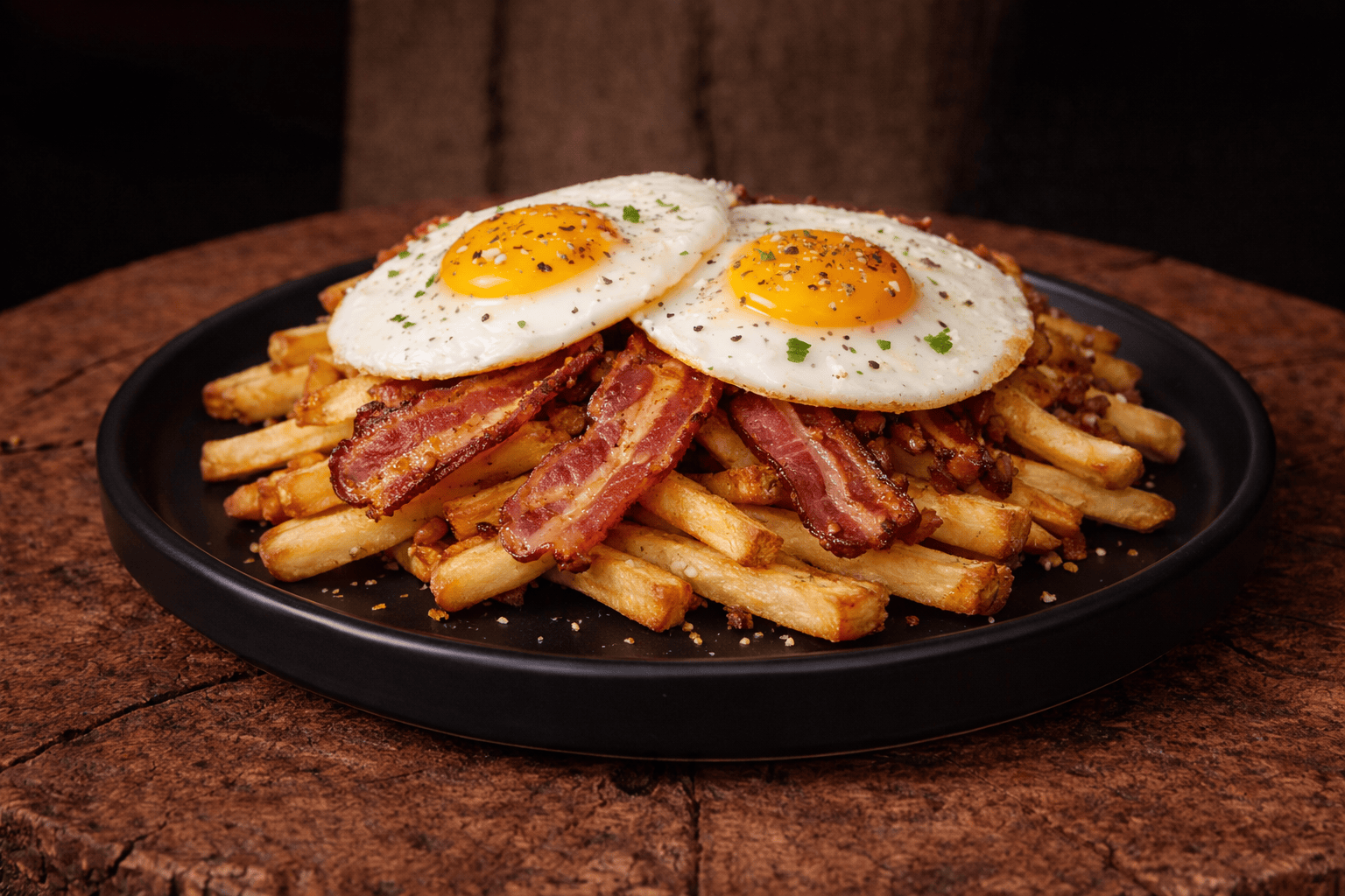 Fresh Fries Eggs & Bacon